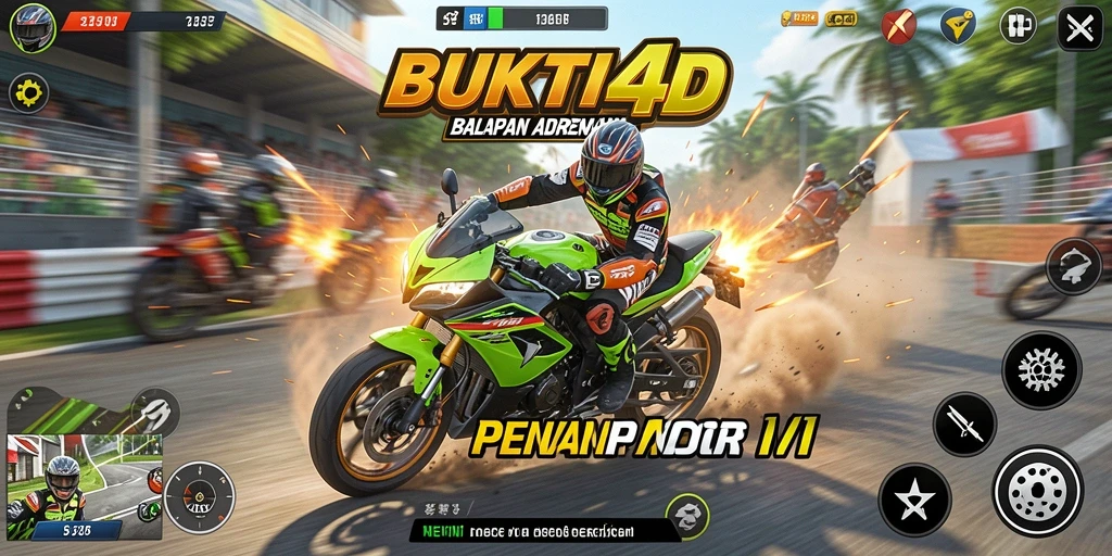 Tampilan gameplay BUKTI4D yang menegangkan saat balapan motor.
