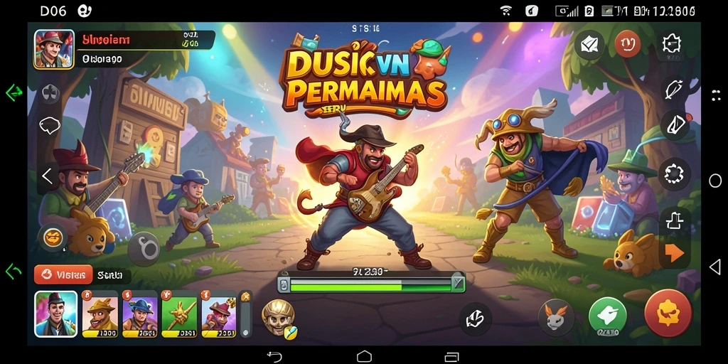 Tampilan gameplay D06 dengan berbagai tantangan musik yang menarik.