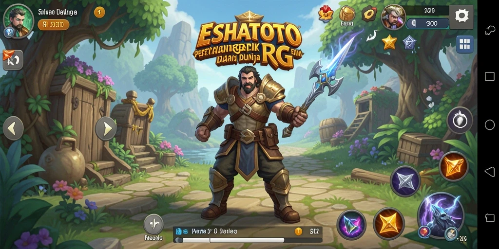 Screenshot gameplay ESHATOTO menunjukkan aksi pertarungan yang epik.