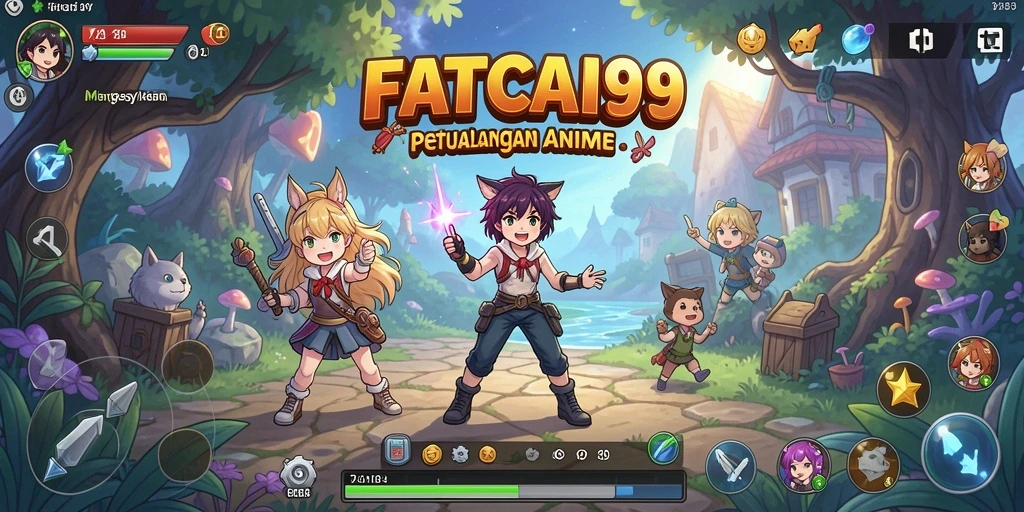 Tampilan gameplay FATCAI99 dengan suasana anime yang kaya.