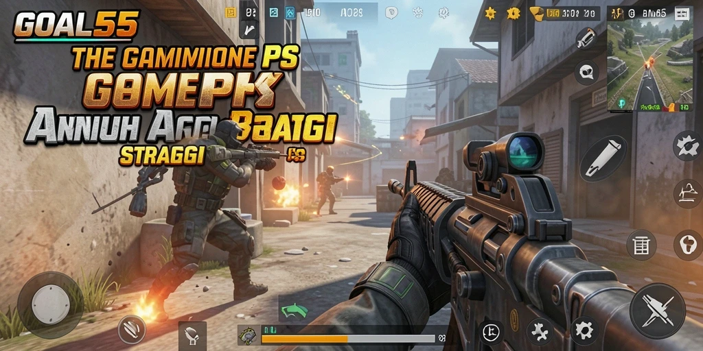 Menampilkan aksi mendebarkan dalam gameplay FPS GOAL55.