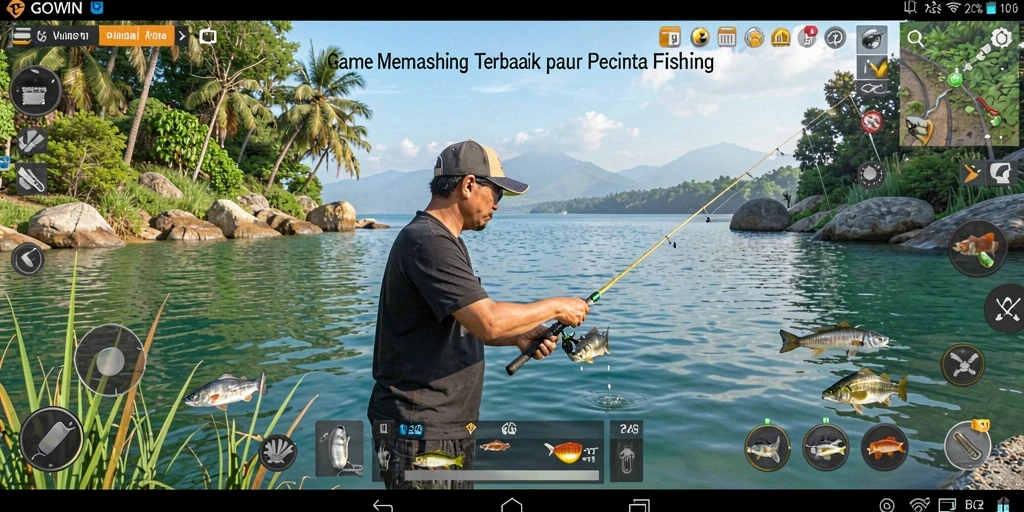 Tampilan gameplay GOWIN yang menampilkan keseruan memancing.