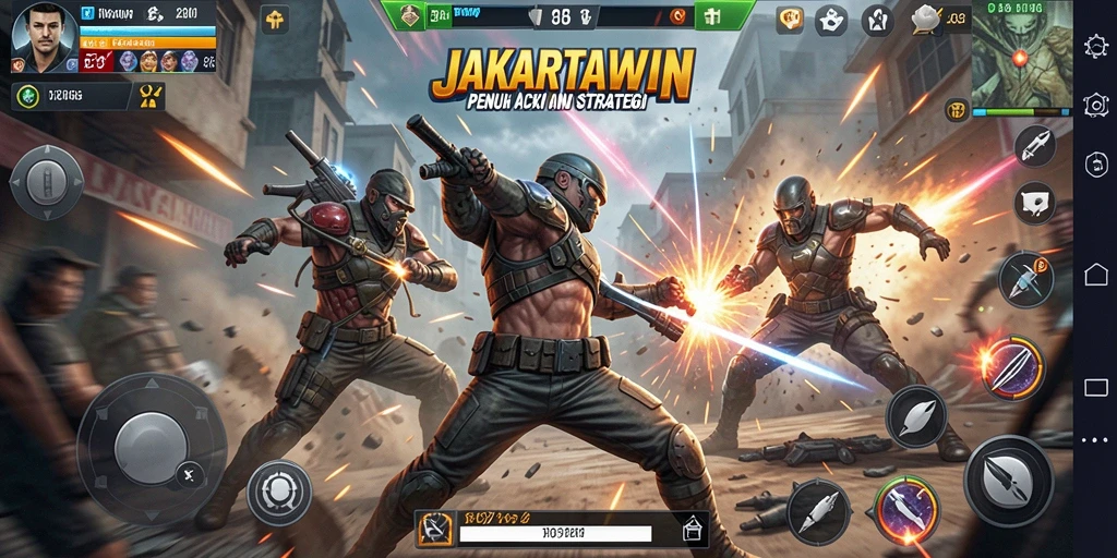 Tangkapan layar menunjukkan pertarungan dramatis dalam JAKARTAWIN.