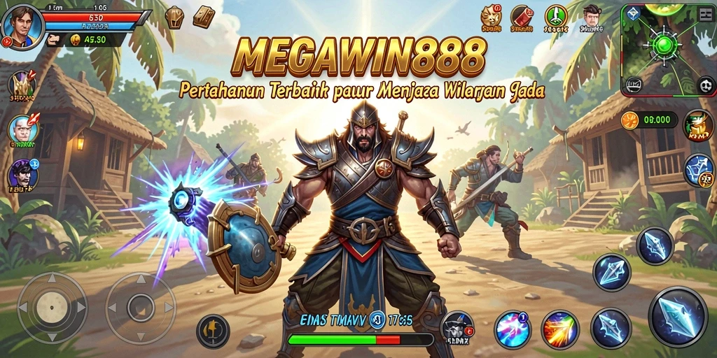 Tampilan gameplay yang seru dengan pertahanan strategis di MEGAWIN888