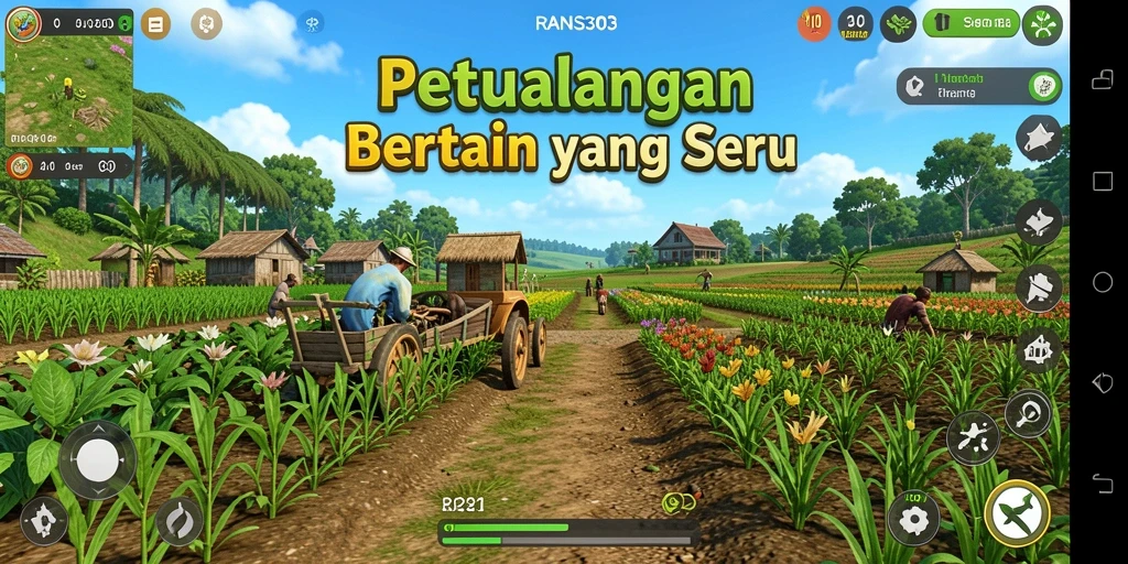 Gameplay RANS303 menampilkan aktivitas pertanian yang seru dan kolaboratif.