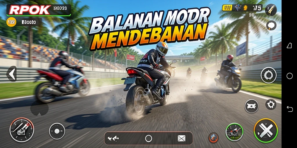 Tampilan gameplay <strong>RPOK</strong> yang menegangkan saat balapan motor.