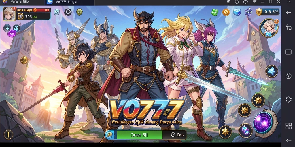 Tangkapan layar menunjukkan aksi seru dan karakter Anime dari VO777.